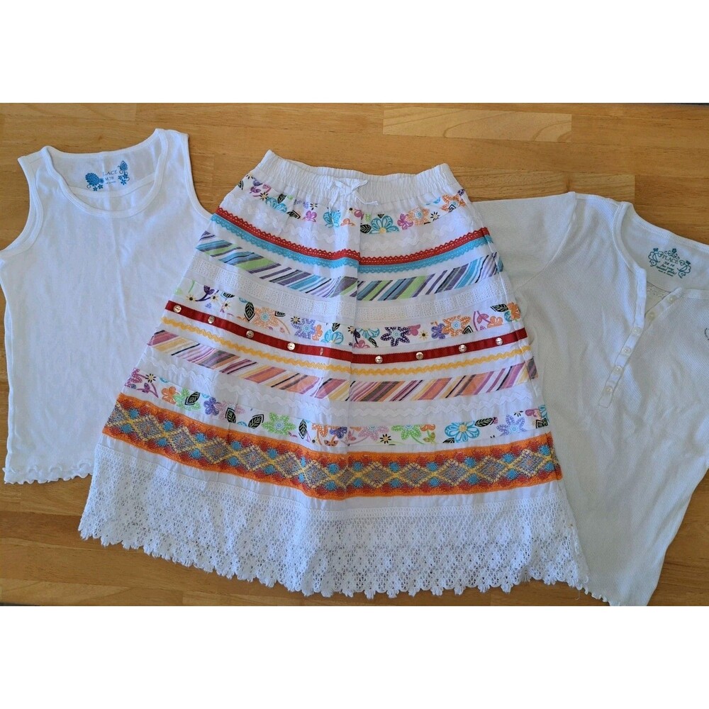 Children's Place Girls Ribbon Skirt & 2 White Tops Lot of Sizes 7/8 & XL 14 - Picture 1 of 13